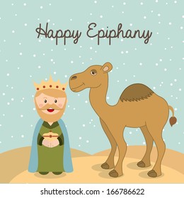happy epiphany over sky background vector illustration