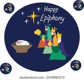 happy epiphany vector illustration. Good for banner, poster, greeting card, party card, invitation, template, advertising, campaign, and social media.