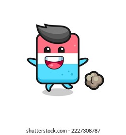 the happy eraser cartoon with running pose , cute style design for t shirt, sticker, logo element