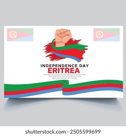 Happy Eritrea Independence Day Banner and hand flag design vector