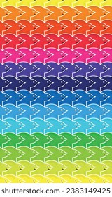 Happy Escher type doves in bright rainbow colours AUSGANG BREIT MS gs