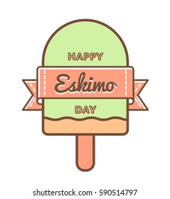 Happy Eskimo Day emblem isolated vector illustration on white background. 24 january world food holiday event label, greeting card decoration graphic element