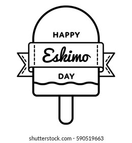 Happy Eskimo Day emblem isolated vector illustration on white background. 24 january world food holiday event label, greeting card decoration graphic element