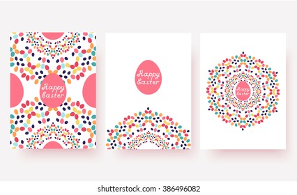 Happy Ester set of cards with hand drawn lettering and place for your text.  