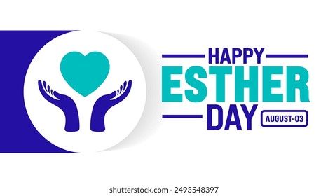 Happy Esther Day is observed every year in August. Holiday concept. Template for background, banner, card, poster, placard, design template with unique shapes with standard color.