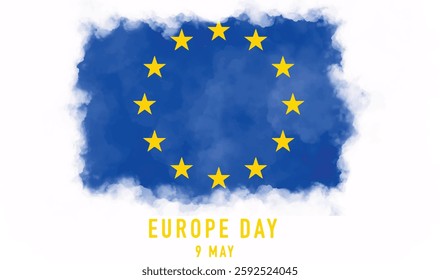 happy europe day blue color star yellow orange golden eu europe euro banner smoke white color vacation banner holiday tourist happy europe day event eu may month 2025 year union friendship country 