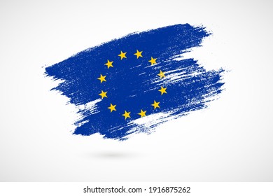 Happy Europe Day Of European Union With Vintage Style Brush Flag Background