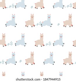 Happy Ever After Alpaca Vector Graphic Illustration Seamless Pattern for Background and Apparel Design