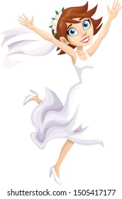 Happy Excited Bride Character Design Isolated Vector