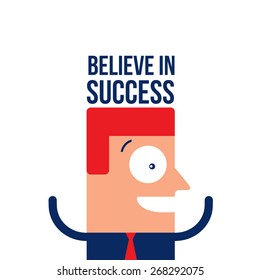 Happy excited businessman Business success concept Vector illustration