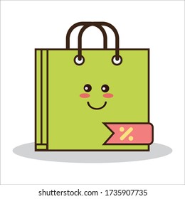 Feliz entusiasmo por la expresión breve sobre el diseño de la bolsa de compra en línea con descuento