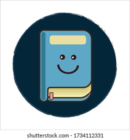 Happy Excited Expression of Blue Book Vector Design