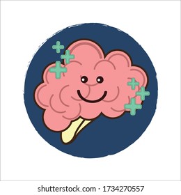 Happy Excited Expression of Healthy Brain Vector Design