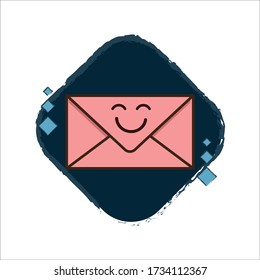 Feliz expresión emocionada del diseño del vector de mensajes de correo rosa