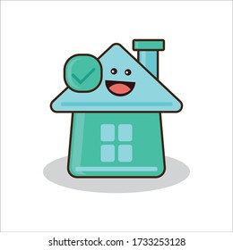 Happy Excited Expression of Stay at Home Icon Vector Design