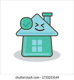 Happy Excited Expression of Stay at Home Icon Vector Design