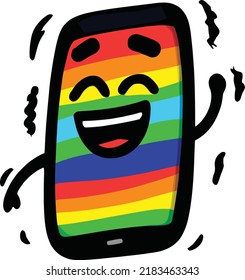 Happy Excited Rainbow Phone LGBTQ