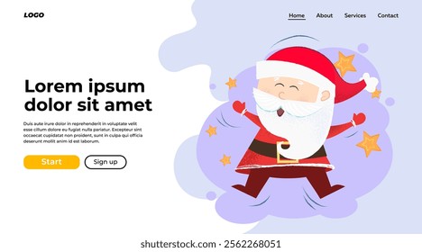 Happy excited Santa Claus having fun. Christmas party concept. Vector illustration can be used for banner design or landing page