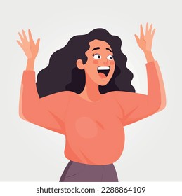 happy and excited woman, vector illustration