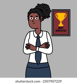 happy executive black woman employee of the month concept