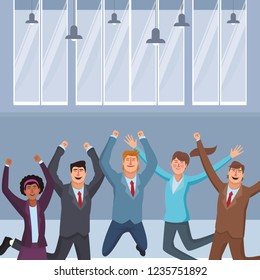 Happy executive business workers