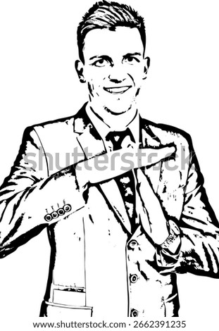Happy executive man gesticulate time out isolated on white background Sketch vector