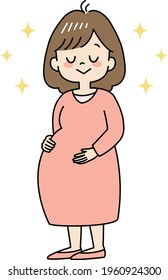 Happy expectant mother with brown hair