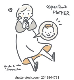 happy expectant mother, simple and cute illustration
