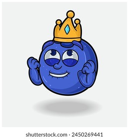 Glücklicher Ausdruck mit Blueberry Fruit Crown Maskottchen Charakter Cartoon. Vektorillustrationen