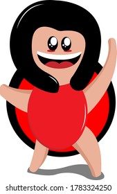 happy expression of a character similar to a turtle cartoon vector illustration