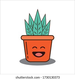 Happy Expression of Decoration Plant Vector Design