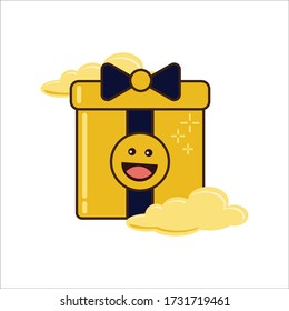 Expresión feliz de diseño de vectores de regalo dorado de Eid Mubarak / Ramadán