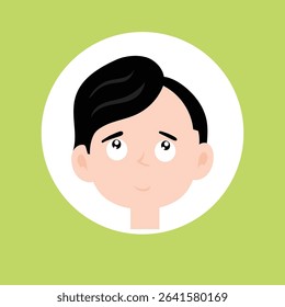 Happy expression emoticon head. man illustration design