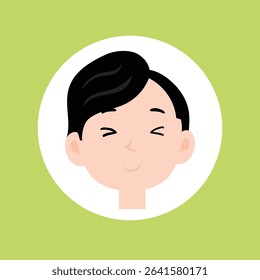 Happy expression emoticon head. man illustration design