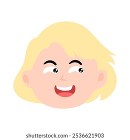 happy expression face girl with blonde short hair