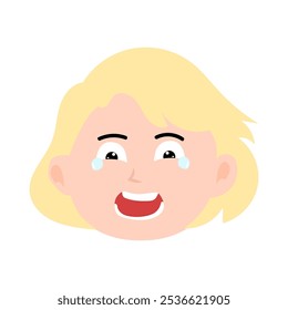 happy expression face girl with blonde short hair