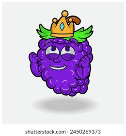 Happy expression with Grape Fruit Crown Mascot Character Cartoon. Vector Illustrations