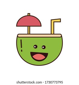 Feliz expresión del diseño de vectores ecológicos para bebidas de coco jóvenes
