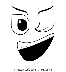 Happy expression isolated on white background, Vector illustration