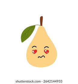 Happy expression pear cartoon character