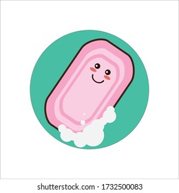 Happy Expression der rosa Seifenleiste mit Bubble Vector Design
