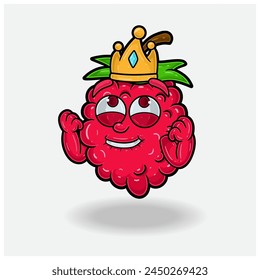 Happy expression with Raspberry Fruit Crown Mascot Character Cartoon. Vector Illustrations