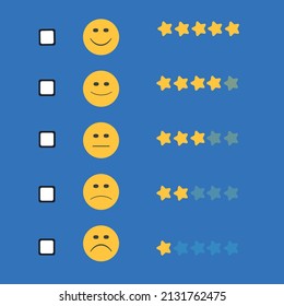 happy expression selected. Customer service evaluation and technology customer support concept.customer evaluation idea concept.