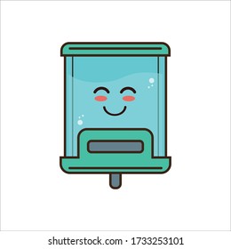 Feliz expresión del diseño del vector dispensador de jabón