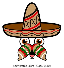 Happy expression with traditional hat vector illustration design