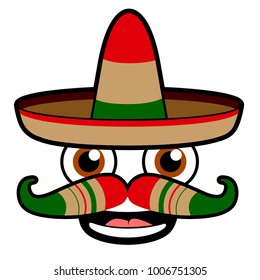 Happy expression with traditional hat vector illustration design