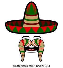 Happy expression with traditional hat vector illustration design