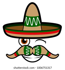 Happy expression with traditional hat vector illustration design