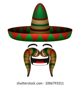 Happy expression with traditional hat vector illustration design