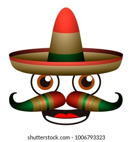 Happy expression with traditional hat vector illustration design